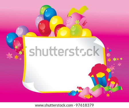 Bright Holiday Composition Of Balloons, Gift Boxes, Confetti,, Sweets ...