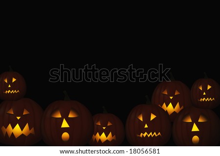 halloween jack-o-lanterns in dark