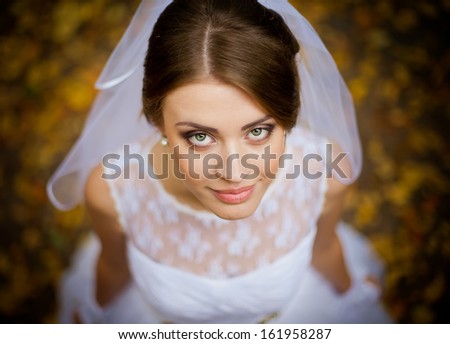 Beautiful portrait of the bride on the wedding day