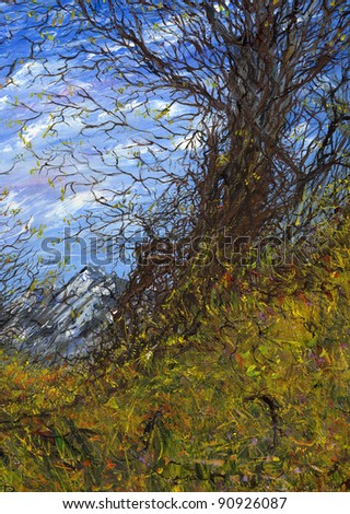 Crazy tree oil painting on canvas
