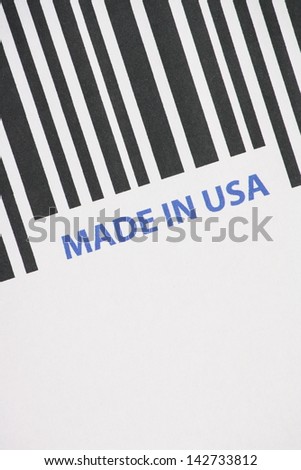 A barcode with the words Made in USA as a concept for manufacturing and export trade