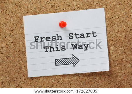 The phrase Fresh Start This Way with an arrow pointing in the right direction