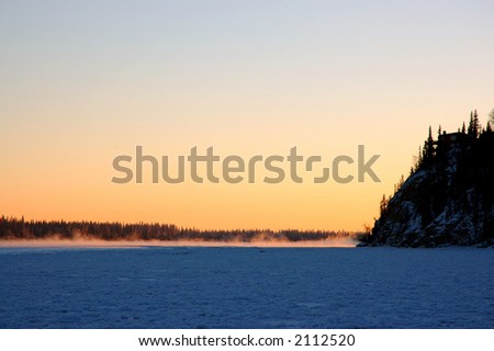Sunset over the frozen Chena River