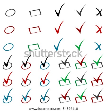Check sign and tick sign set. Vector isolated
