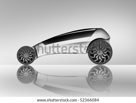 The future car. The illustration is executed by a graphic tablet