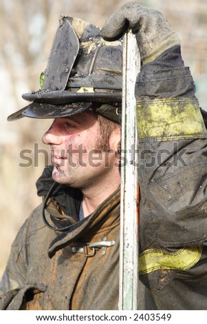 A close-up of a Fireman during an Urban fire