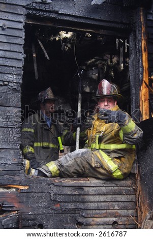 After the fire, A fireman holding up the \