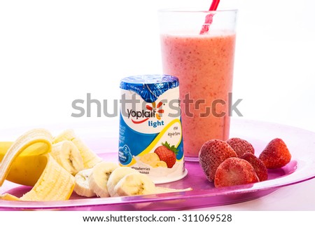 LLANO, TX-AUG 29, 2015: Fruit Smoothie with \