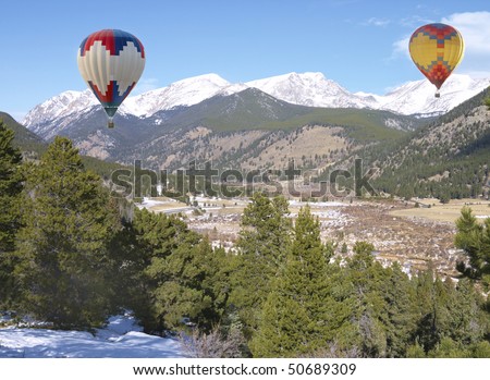 Hot air Balloon over mountains