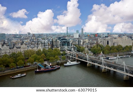 View of the Themes , boats and  building  in London
