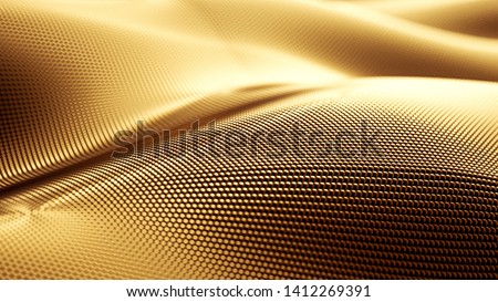 Particle drapery luxury gold background. 3d illustration, 3d rendering. 商業照片 © 