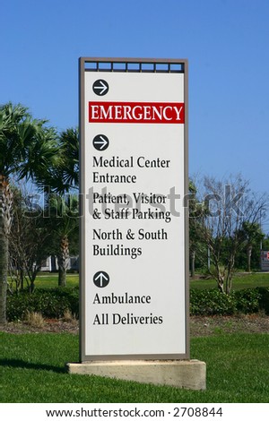 Medical center directory sign with the word \