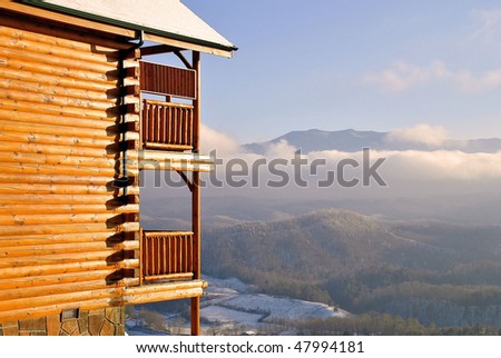 cabin with a view of the Smoky Mountains and the valley in Tennessee