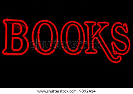 Neon sign advertising books for sale