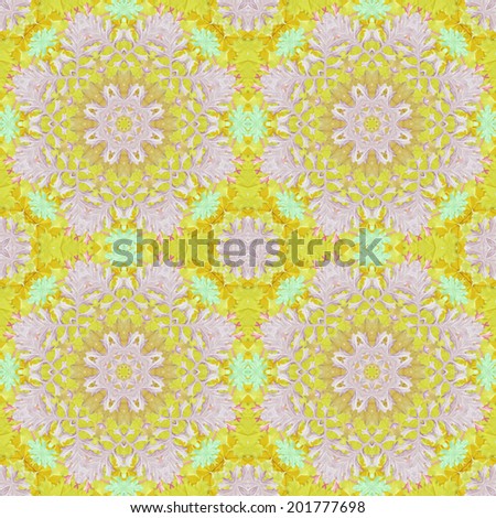 Artistic background, abstract seamless floral pattern with colorful leaves of plants