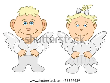 Angels, Children'S, Little Boy And Little Girl, Isolated Stock Photo ...