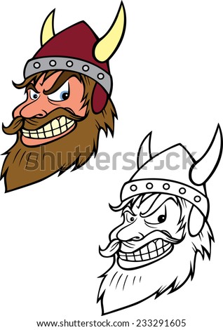 cartoon vector coloring book illustration of a Viking
