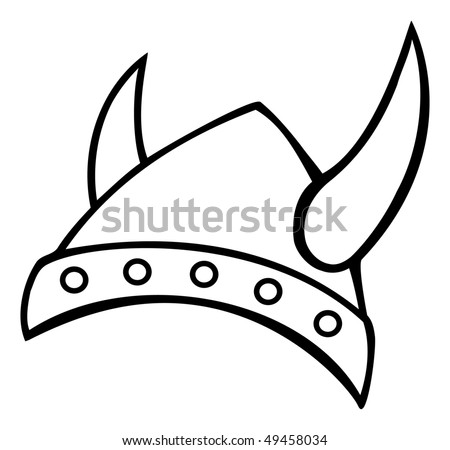 cartoon vector outline illustration Viking helmet