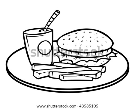 Cartoon Vector Outline Illustration Of Junk Food - 43585105 : Shutterstock