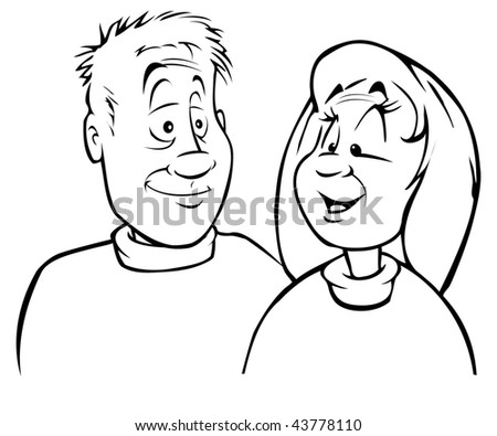 Cartoon Vector Outline Illustration Grandparents - 43778110 : Shutterstock