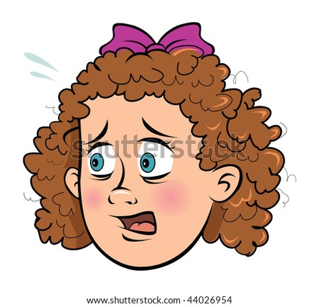 cartoon vector illustration scared girl