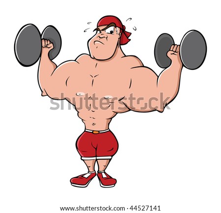 Cartoon Vector Illustration Bodybuilder Lifting Weights - 44527141 ...