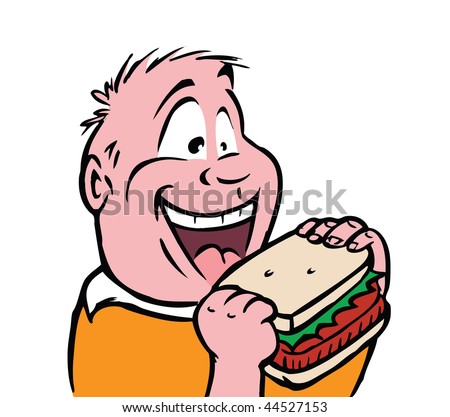 Cartoon Vector Illustration Boy Eating Sandwich - 44527153 : Shutterstock