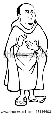 Cartoon Vector Outline Illustration Monk - 45114403 : Shutterstock