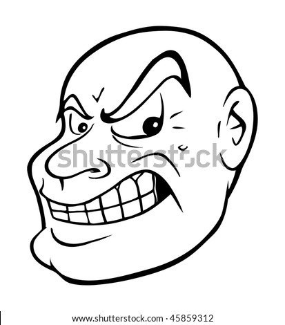 Cartoon Vector Outline Illustration Mean Bald Guy - 45859312 : Shutterstock