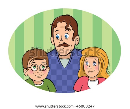 Cartoon Vector Illustration Father Children - 46803247 : Shutterstock