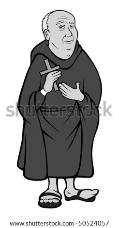 Cartoon Vector Gray Scale Illustration Christian Monk - 50524057 ...