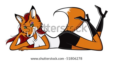 cartoon vector illustration fox sexy posing