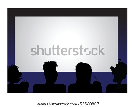 Cartoon Vector Illustration Movie Screen Audience - 53560807 : Shutterstock