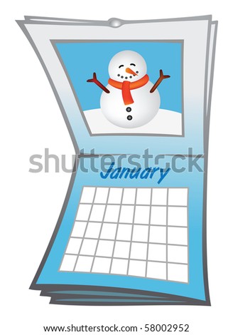 Cartoon Vector Illustration Calendar January - 58002952 : Shutterstock