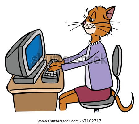 Cartoon Vector Illustration Of A Secretary Cat - 67102717 : Shutterstock