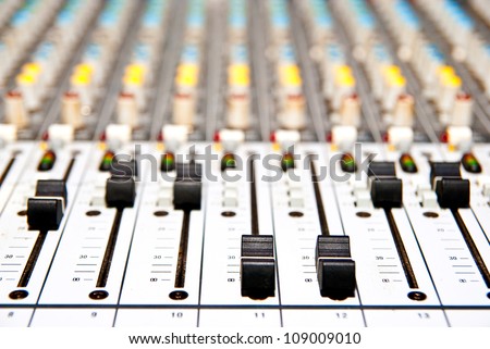 music mixer in studio closeup
