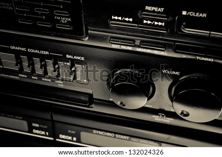 amplifier equipment with knobs and sliders