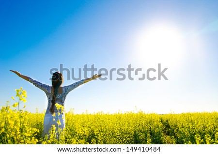 Similar – Image, Stock Photo Woman in green field woman