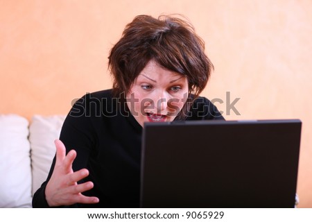 Young lady with a computer problem