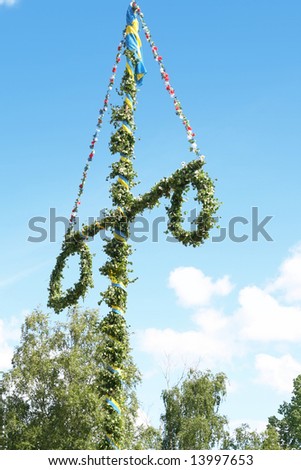 Traditional Swedish Midsummer'S Eve'S Raising Of A Midsummer'S Pole ...