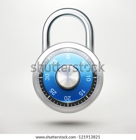 Vector illustration of security concept with locked blue combination pad lock