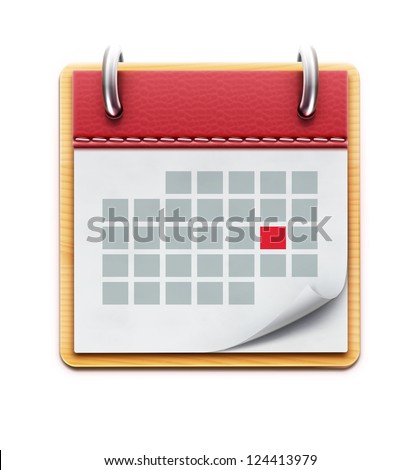 Vector illustration of detailed beautiful calendar icon isolated on white background
