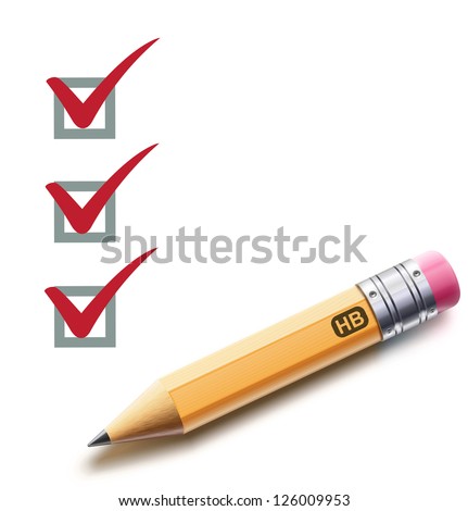 Vector illustration of a checklist with a detailed pencil checking off tasks