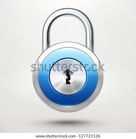 Vector illustration of security concept with locked blue pad lock