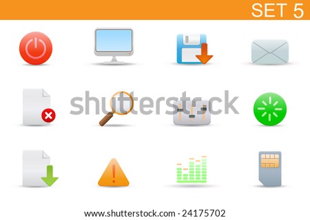 set of elegant simple icons for common computer and media devices functions. Set-5