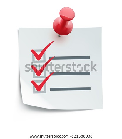 Vector illustration of cool check list with red push pin 