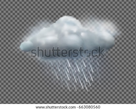 Vector illustration of cool single weather icon with cloud and heavy fall rain isolated on transparent background