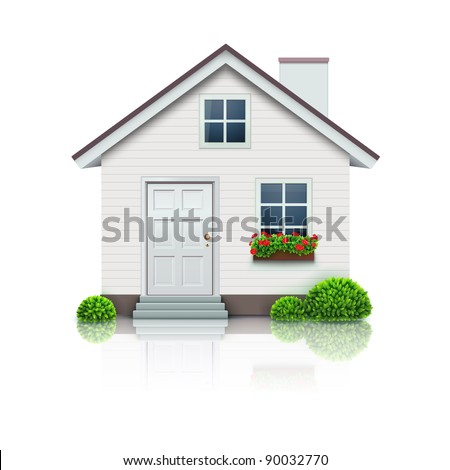 Vector illustration of cool detailed house icon isolated on white background.