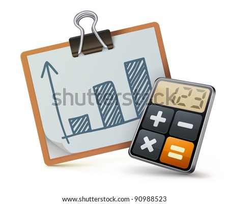 Vector illustration of business concept with calculator icon and finance graph