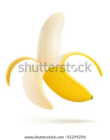 Similar – Image, Stock Photo Half peeled banana in sunlight on yellow background